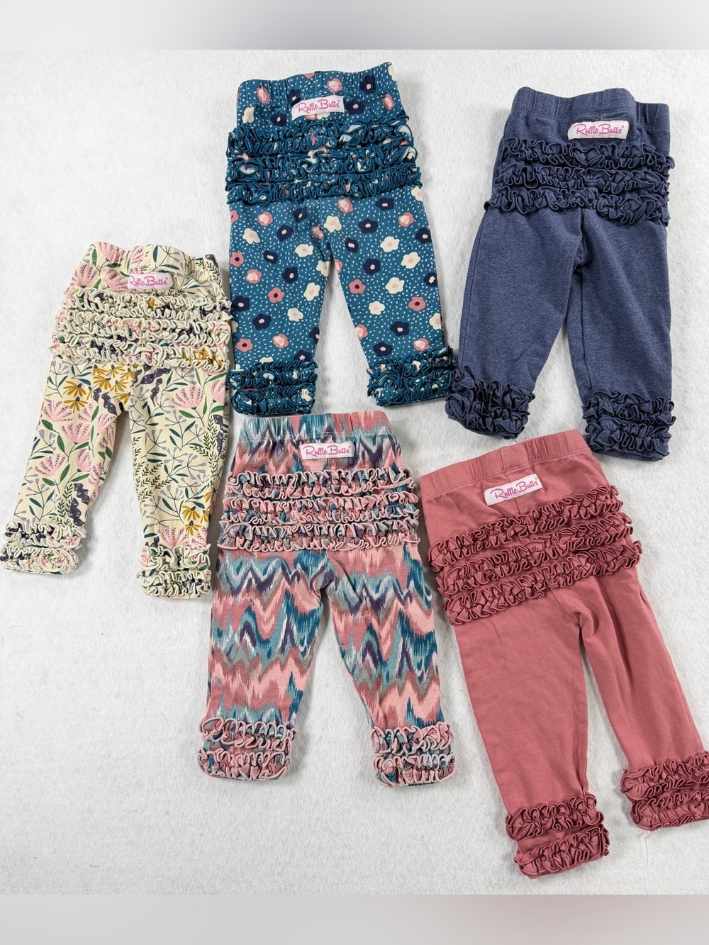RuffleButts Baby Girl Ruffle Leggings Lot of 5 Size 6-12M Floral Pink Cotton